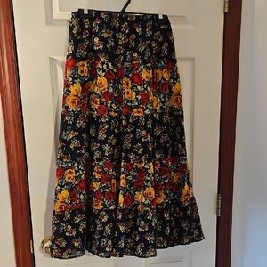 Jones New York Black Floral A-Line Skirt
